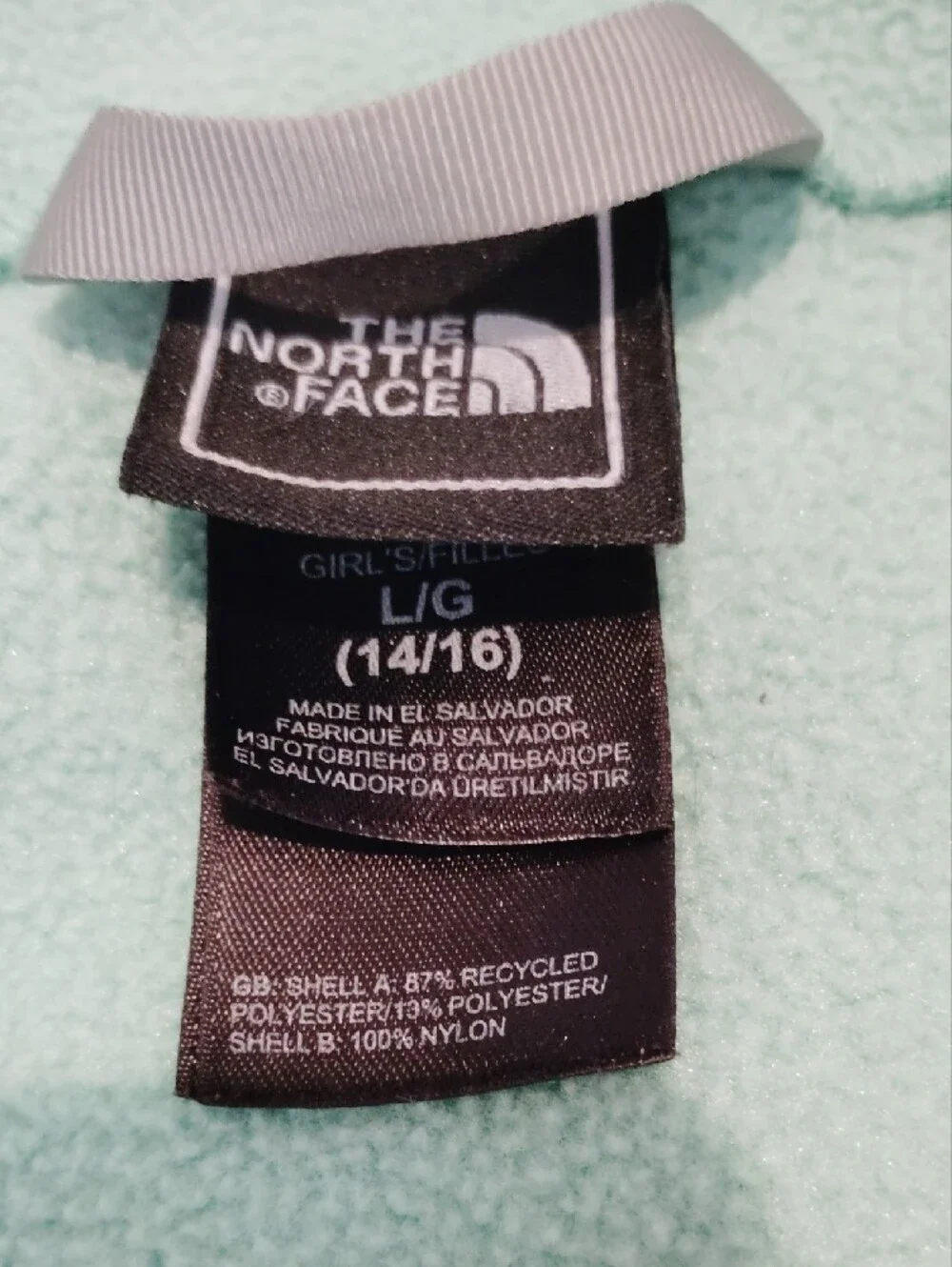 The North Face Kids Mint and Light Gray Full-Zip Fleece Jacket